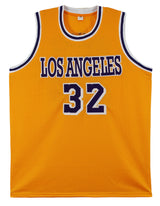 Magic Johnson Authentic Signed Yellow Pro Style Jersey BAS Witnessed 2