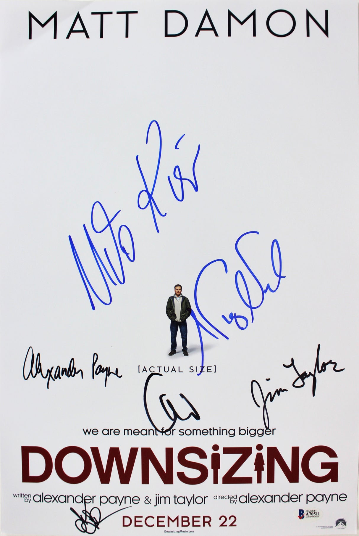 Downsizing (6) Payne, Waltz, Nash, Taylor, Kier Signed 12x18 Photo BAS #A70511
