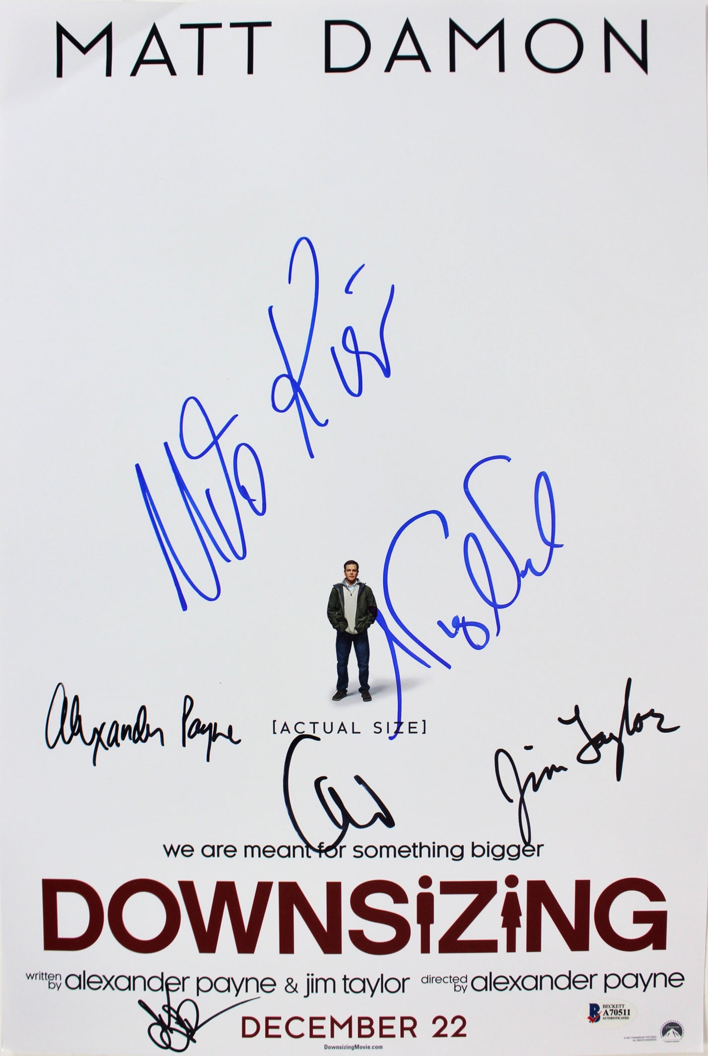 Downsizing (6) Payne, Waltz, Nash, Taylor, Kier Signed 12x18 Photo BAS #A70511