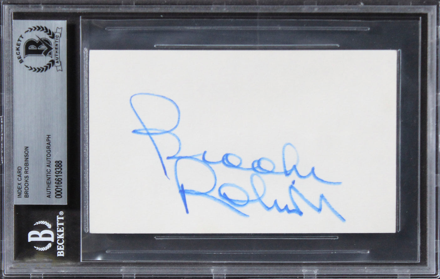 Orioles Brooks Robinson Authentic Signed 3x5 Index Card BAS Slabbed 2