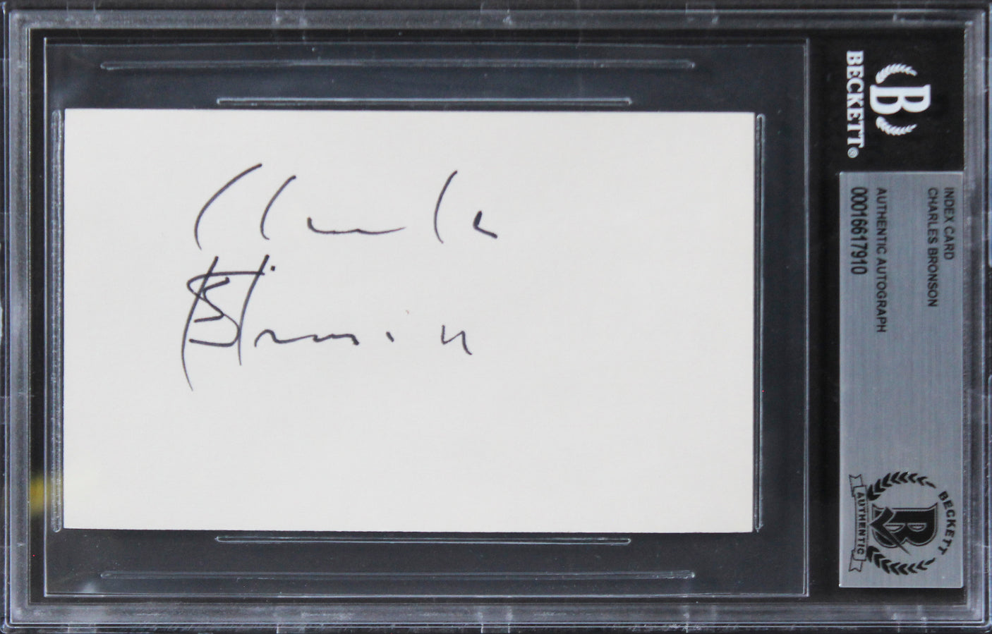 Charles Bronson The Great Escape Authentic Signed 3x5 Index Card BAS Slabbed 2