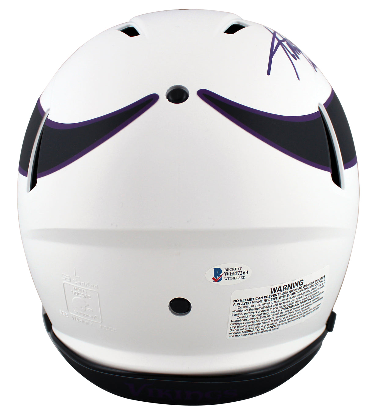 Vikings Adrian Peterson "All Day" Signed Lunar F/S Speed Proline Helmet BAS Wit