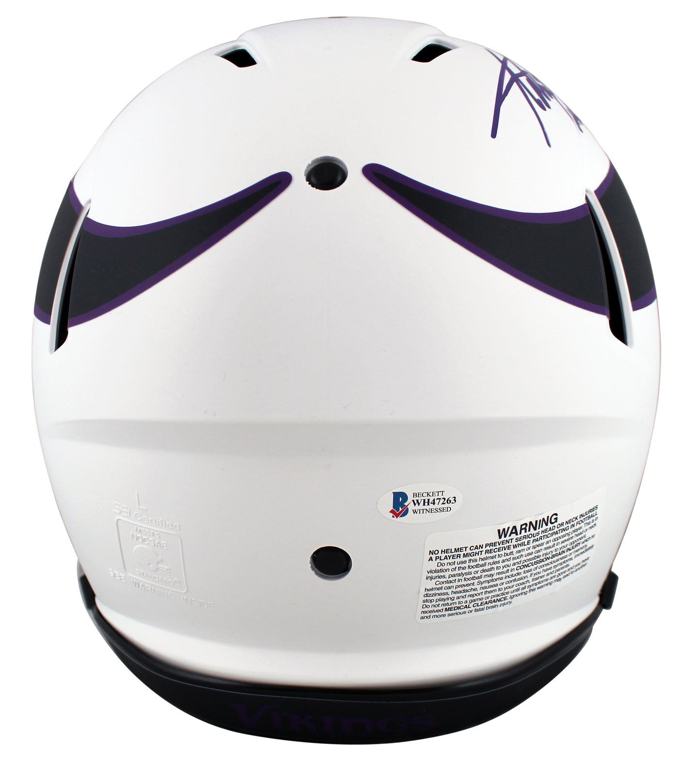 Vikings Adrian Peterson "All Day" Signed Lunar F/S Speed Proline Helmet BAS Wit