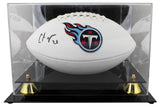 Titans Chris Johnson Signed Rawlings White Panel Football W/ Case BAS Witnessed