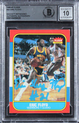 Warriors Eric "Sleepy" Floyd Signed 1986 Fleer #34 Card Auto 10! BAS Slabbed