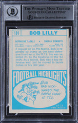 Cowboys Bob Lilly "2x Insc." Signed 1968 Topps #181 Card Auto 10! BAS Slabbed
