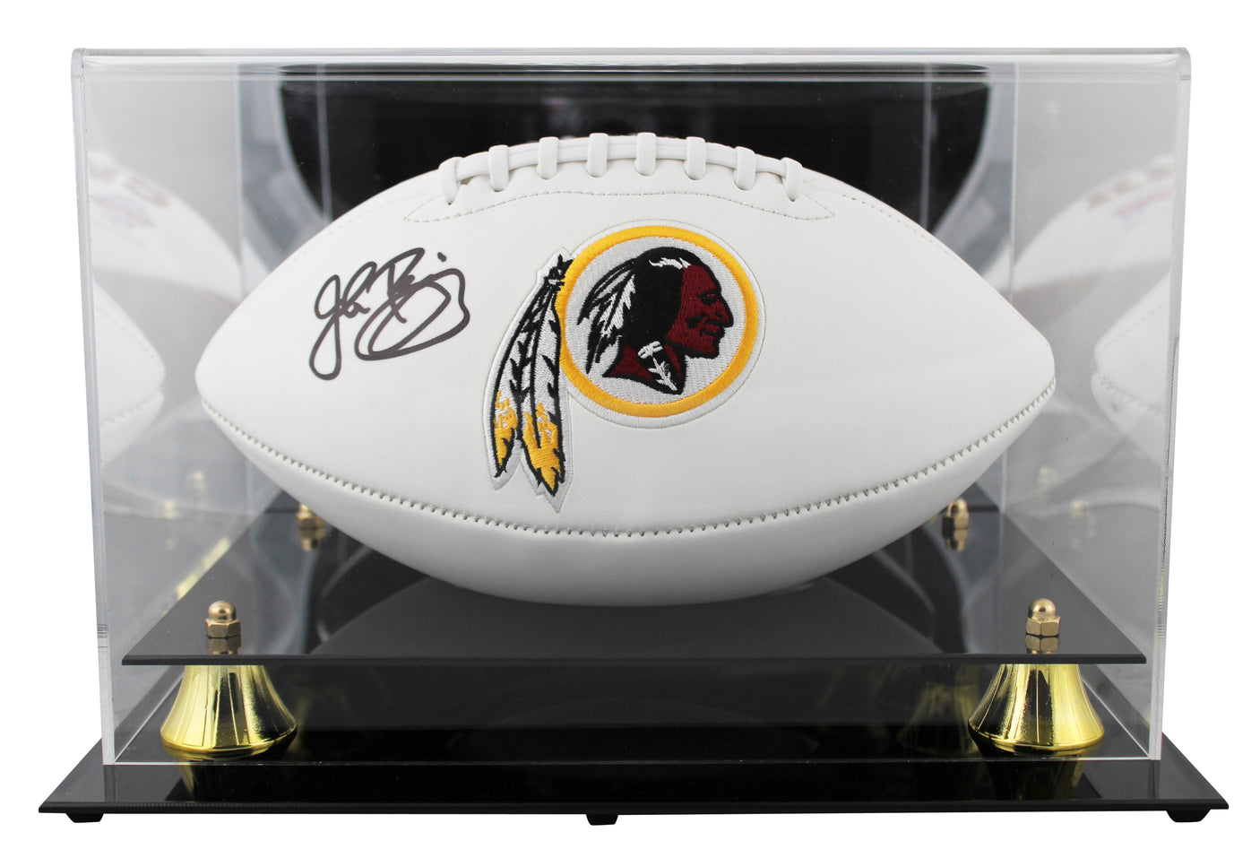 Redskins John Riggins Signed Rawlings White Panel Logo Football W/ Case BAS Wit