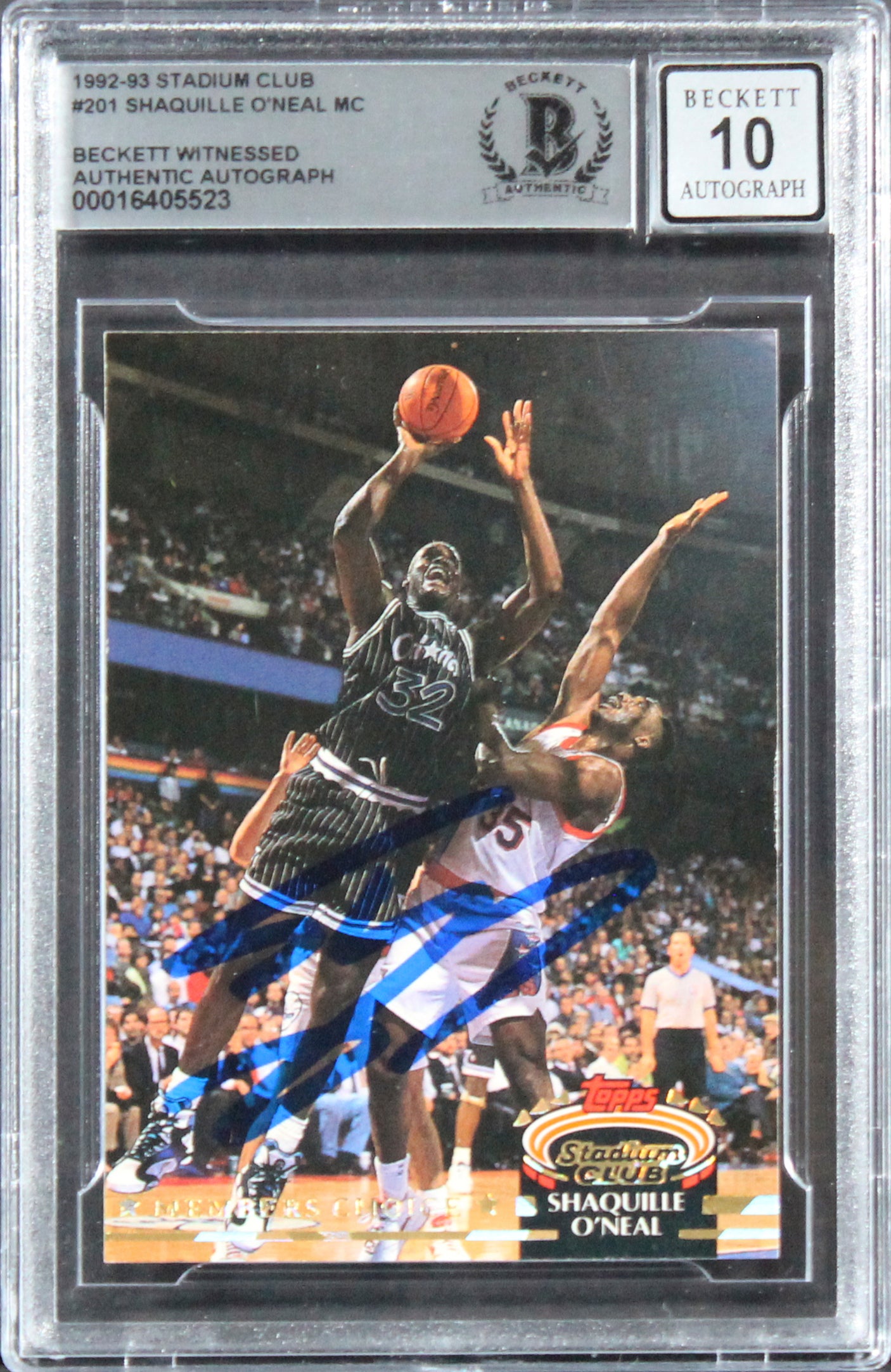 Magic Shaquille O'Neal Signed 1992 Stadium Club #201 RC Card Auto 10! BAS Slab