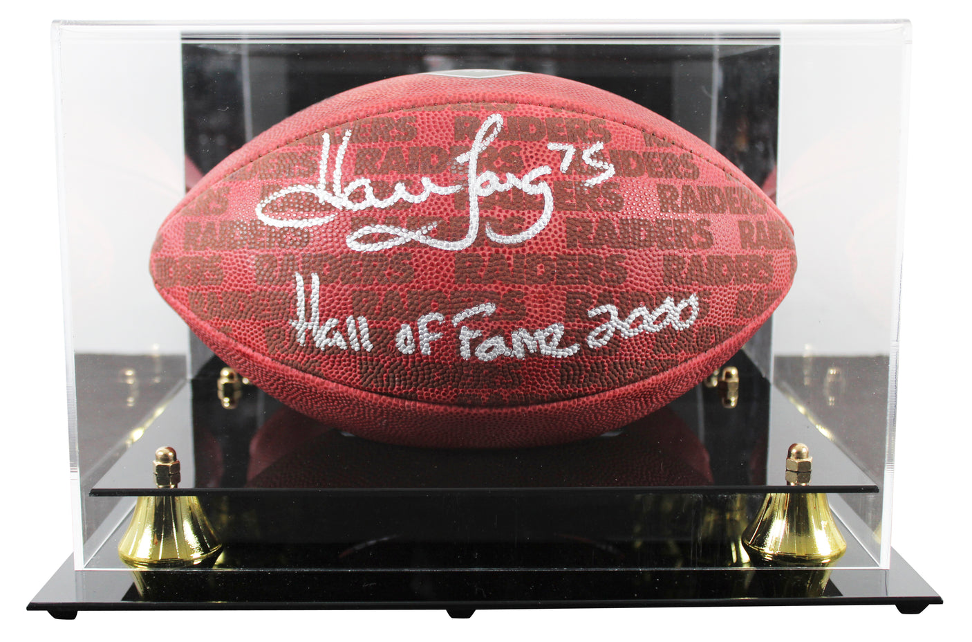 Raiders Howie Long "HOF 00" Signed "Duke" Team Showcase Football W/ Case BAS Wit