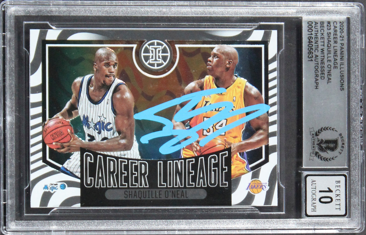Magic Shaquille O'Neal Signed 2020 Panini Illusions CL #23 Card Auto 10 BAS Slab