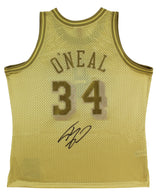 Lakers Shaquille O'Neal Authentic Signed Gold 96-97 M&N HWC Swingman Jersey BAS