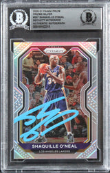 Lakers Shaquille O'Neal Signed 2020 Panini Prizm Silver #207 Card BAS Slabbed