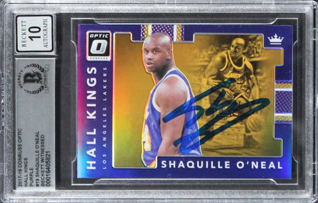 Shaquille O'Neal Signed 2017 Donruss Optic HK Purple #19 Card Auto 10! BAS Slab