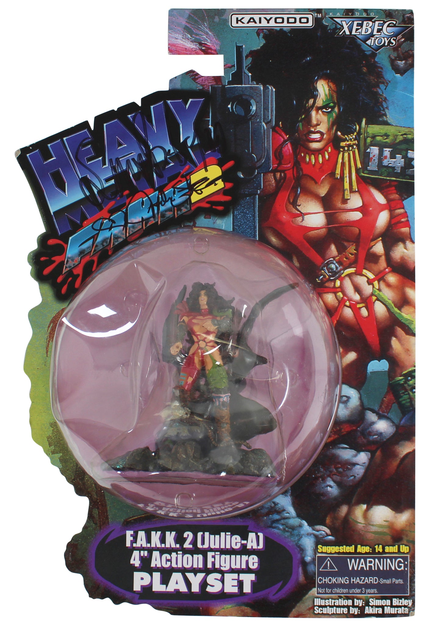 Julie Strain & Simon Bizley Signed Heavy Metal F.A.K.K 4" Action Figure BAS