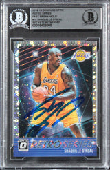 Lakers Shaquille O'Neal Signed 2018 Donruss Optic RS FB HOLO #10 Card BAS Slab