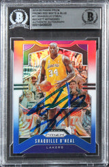 Lakers Shaquille O'Neal Signed 2019 Panini Prizm RW&B #11 Card BAS Slabbed