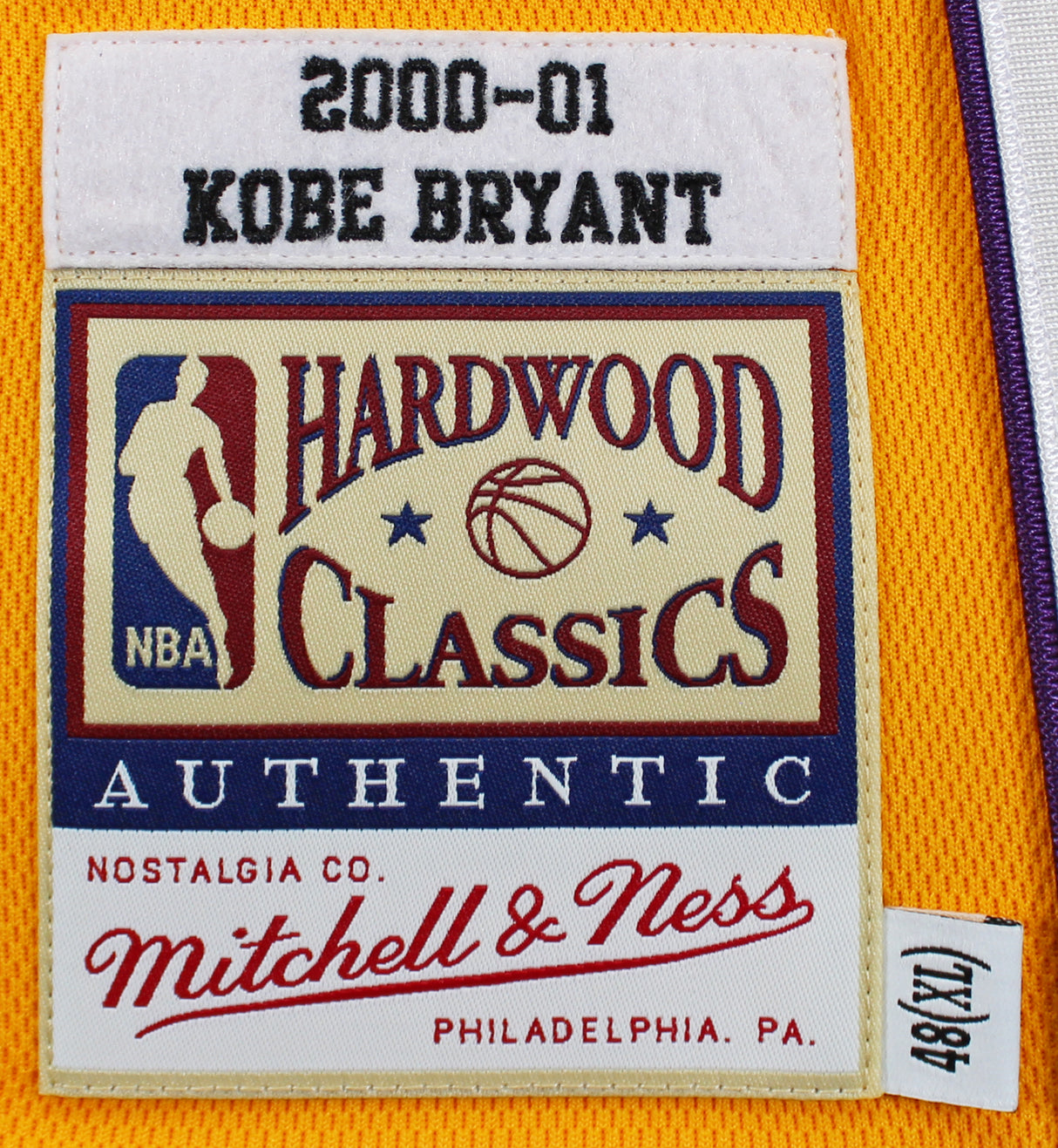 Lakers Kobe Bryant Signed Yellow M&N 2000-01 HWC Authentic Jersey PSA #B11732