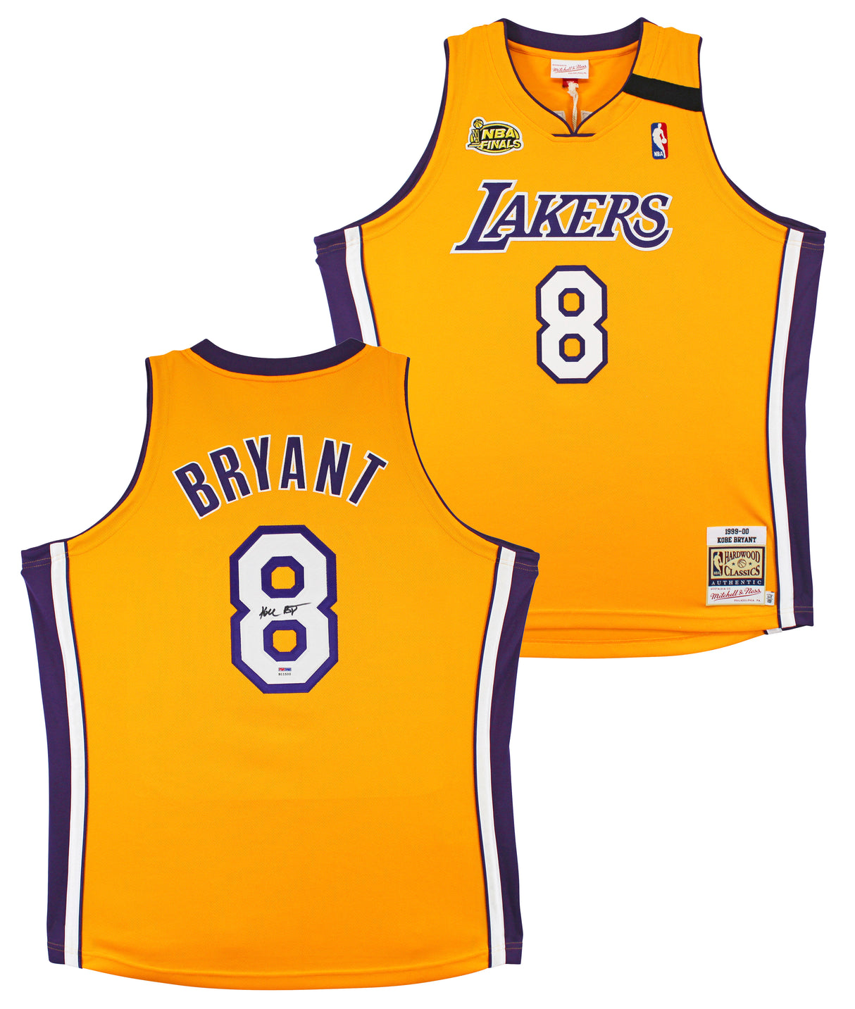 Lakers Kobe Bryant Signed Yellow M&N 1999-2000 HWC Authentic Jersey PSA #B11500