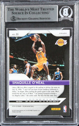 Lakers Shaquille O'Neal Signed 2018 Panini Prizm Green #35 Card BAS Slabbed