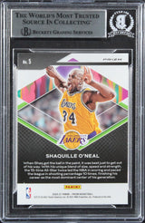 Lakers Shaquille O'Neal Signed 2020 Panini Prizm Silver #5 Card BAS Slabbed