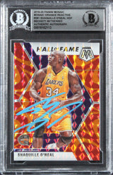 Lakers Shaquille O'Neal Signed 2019 Panini Mosaic OR #281 Card BAS Slabbed