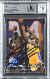 Lakers Shaquille O'Neal Signed 1998 Flair Showcase #7 Card Auto 10! BAS Slabbed