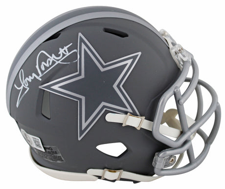 Cowboys Tony Dorsett Authentic Signed Slate Speed Mini Helmet BAS Witnessed