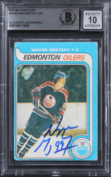 Oilers Wayne Gretzky Signed 1979 O-Pee-Chee #18 UER Rookie Card Auto 10 BAS Slab