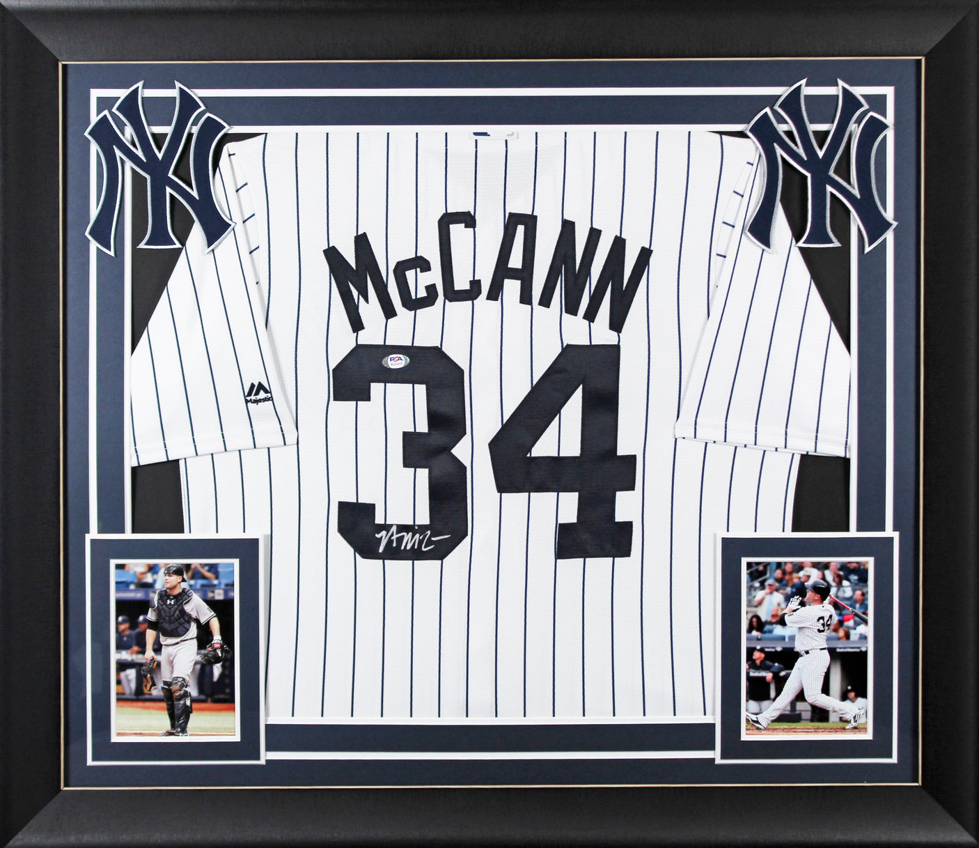 Yankees Brian McCann Signed White Pinstripe Majestic Framed Jersey PSA #AL51211
