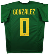 Oregon Christian Gonzalez Authentic Signed Green Pro Style Jersey BAS Witnessed
