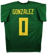 Oregon Christian Gonzalez Authentic Signed Green Pro Style Jersey BAS Witnessed