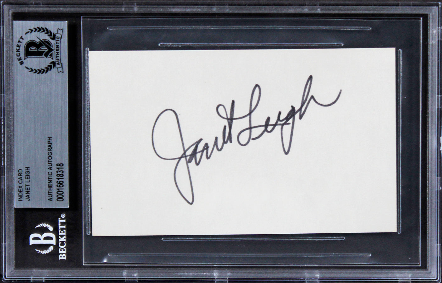 Janet Leigh Psycho Authentic Signed 3x5 Index Card Autographed BAS Slabbed 3