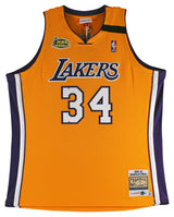 Shaquille O'Neal "HOF 16" Signed Yellow M&N 1999-00 HWC Authentic Jersey BAS Wit