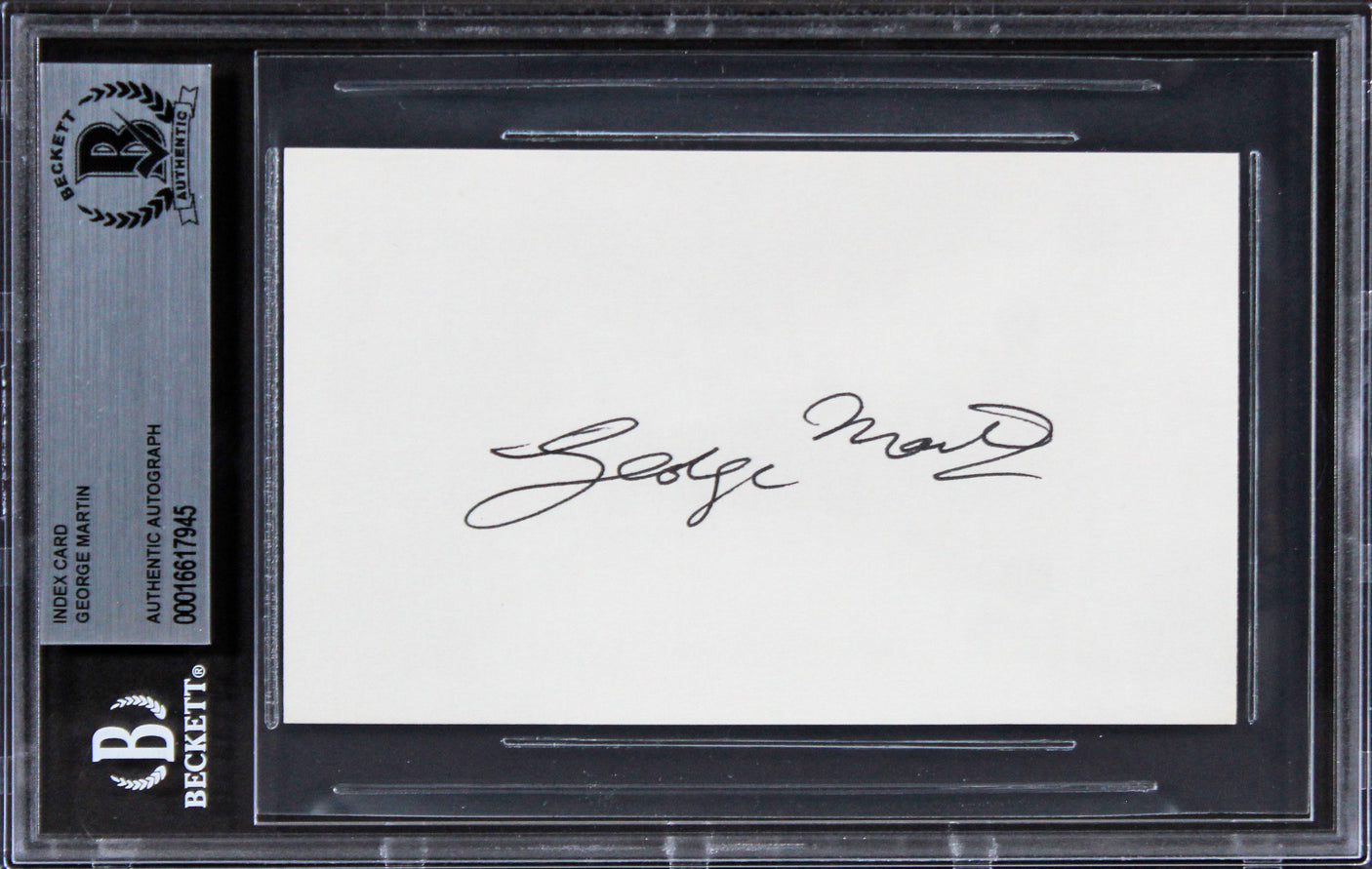 George Martin Musician Authentic Signed 3x5 Index Card Autographed BAS Slabbed