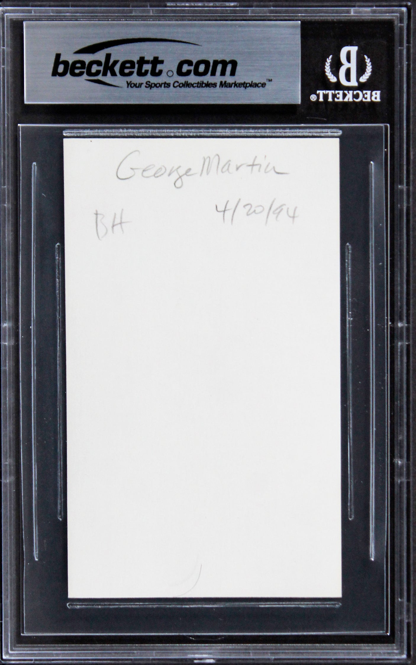 George Martin Musician Authentic Signed 3x5 Index Card Autographed BAS Slabbed