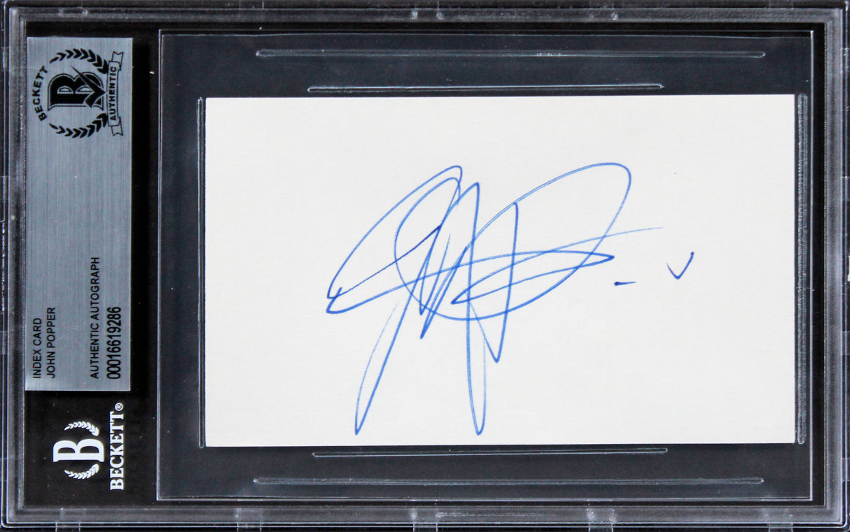 John Popper Blues Traveler Authentic Signed 3x5 Index Card BAS Slabbed