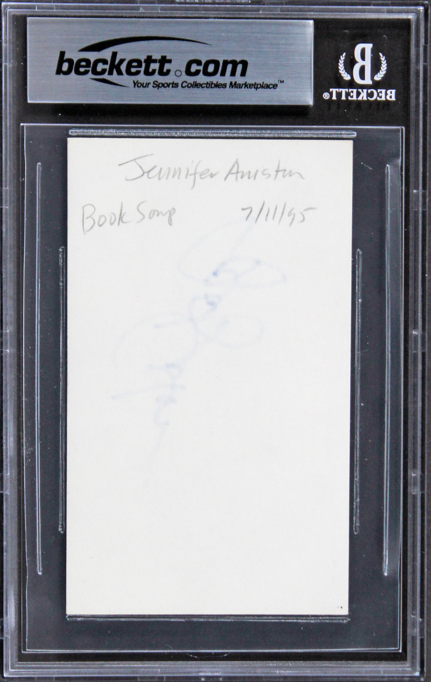 Jennifer Aniston Friends Authentic Signed 3x5 Index Card Autographed BAS Slabbed