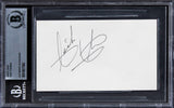 Pistons Isiah Thomas Authentic Signed 3x5 Index Card Autographed BAS Slabbed