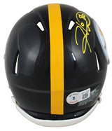 Steelers Hines Ward Signed Speed Mini Helmet w/ Yellow SIg W/ Case BAS Witness