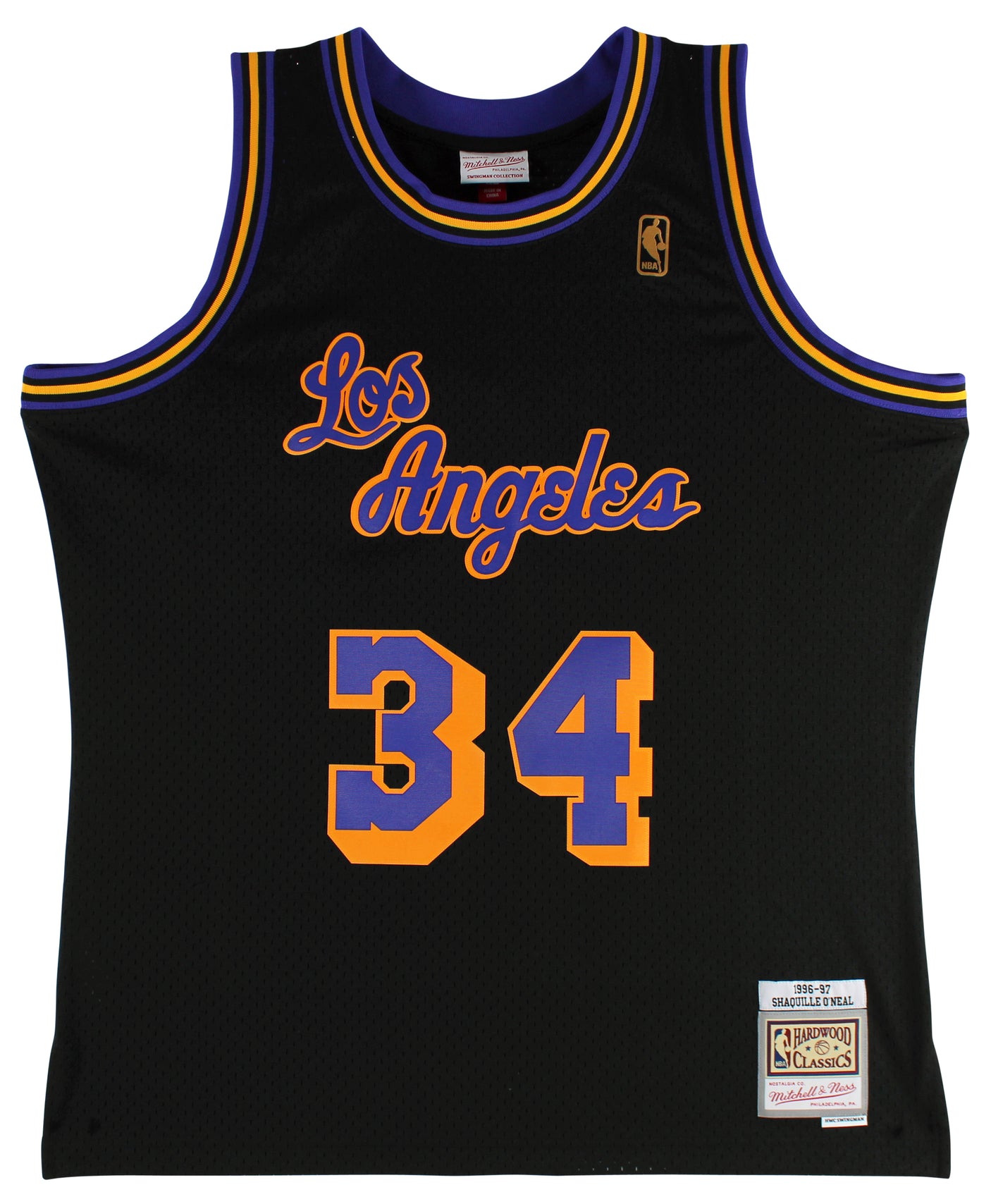 Lakers Shaquille O'Neal Signed Black Mitchell & Ness 1996-97 HWC Jersey BAS Wit