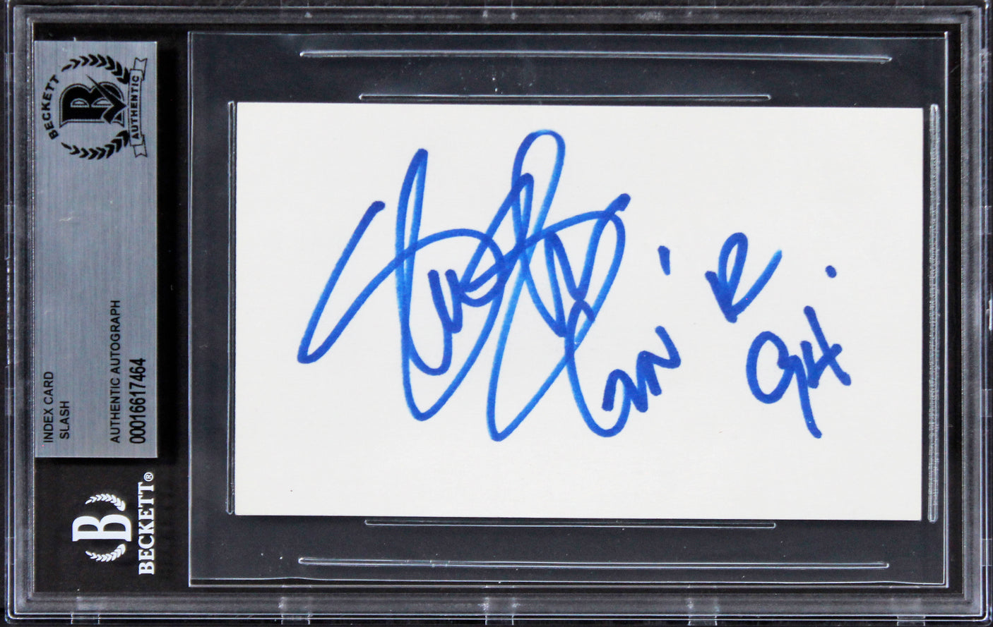 Slash Guns N' Roses "GN'R 94" Authentic Signed 3x5 Index Card BAS Slabbed