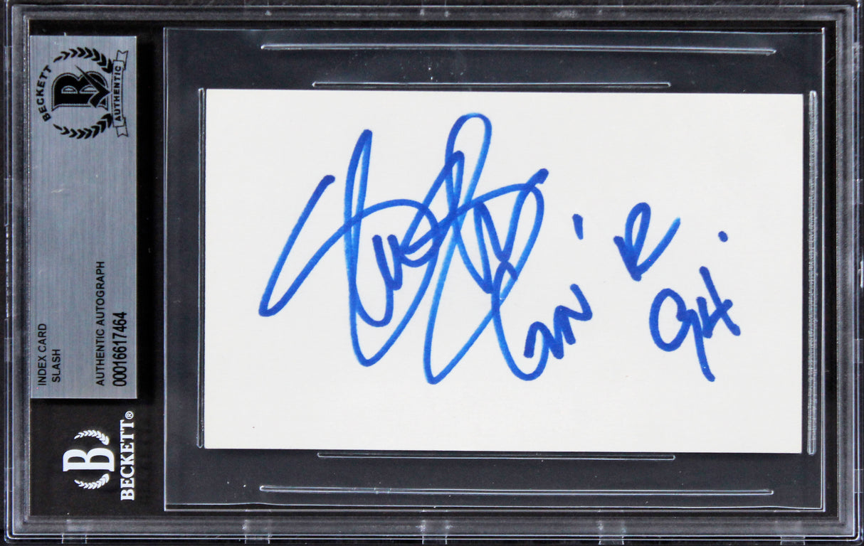 Slash Guns N' Roses "GN'R 94" Authentic Signed 3x5 Index Card BAS Slabbed