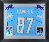 Sam Laporta Authentic Signed Blue Pro Style Framed Jersey Autographed BAS
