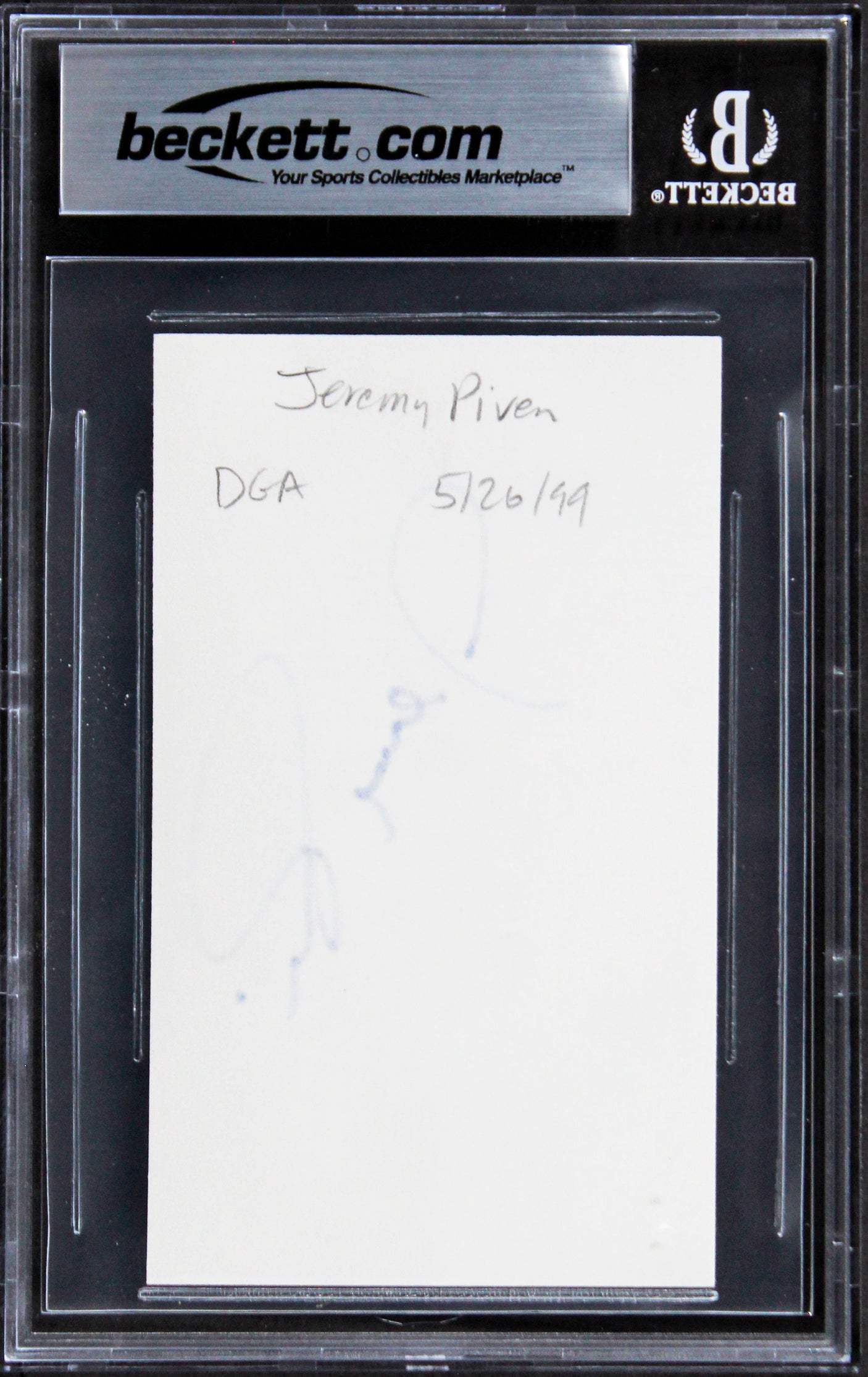 Jeremy Piven Entourage Authentic Signed 3x5 Index Card Autographed BAS Slabbed