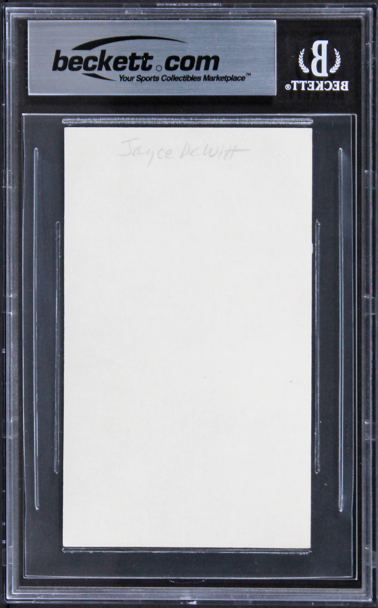 Joyce DeWitt Three's Company Authentic Signed 3x5 Index Card BAS Slabbed