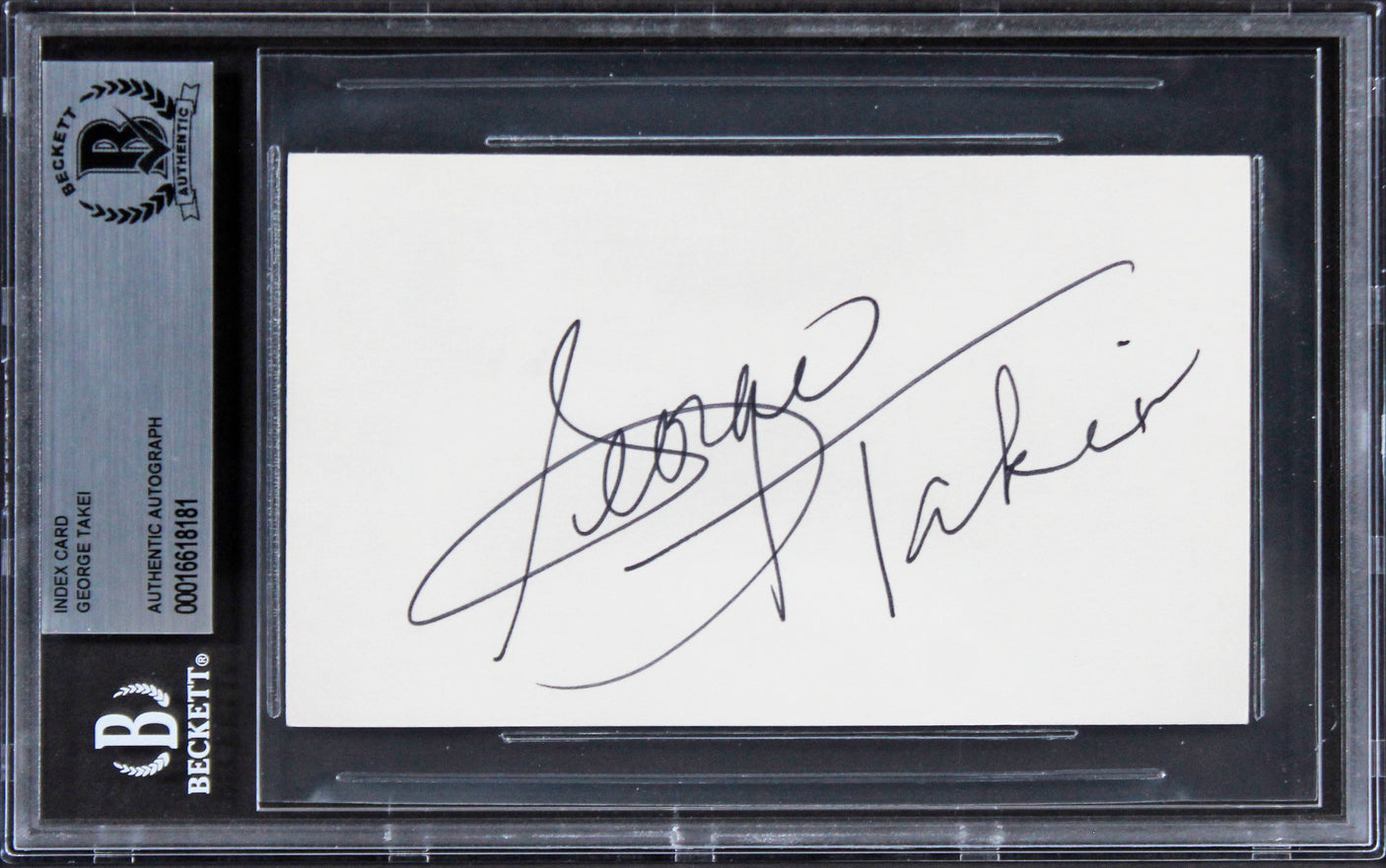 George Takei Star Trek: The Original Series Signed 3x5 Index Card BAS Slabbed 2