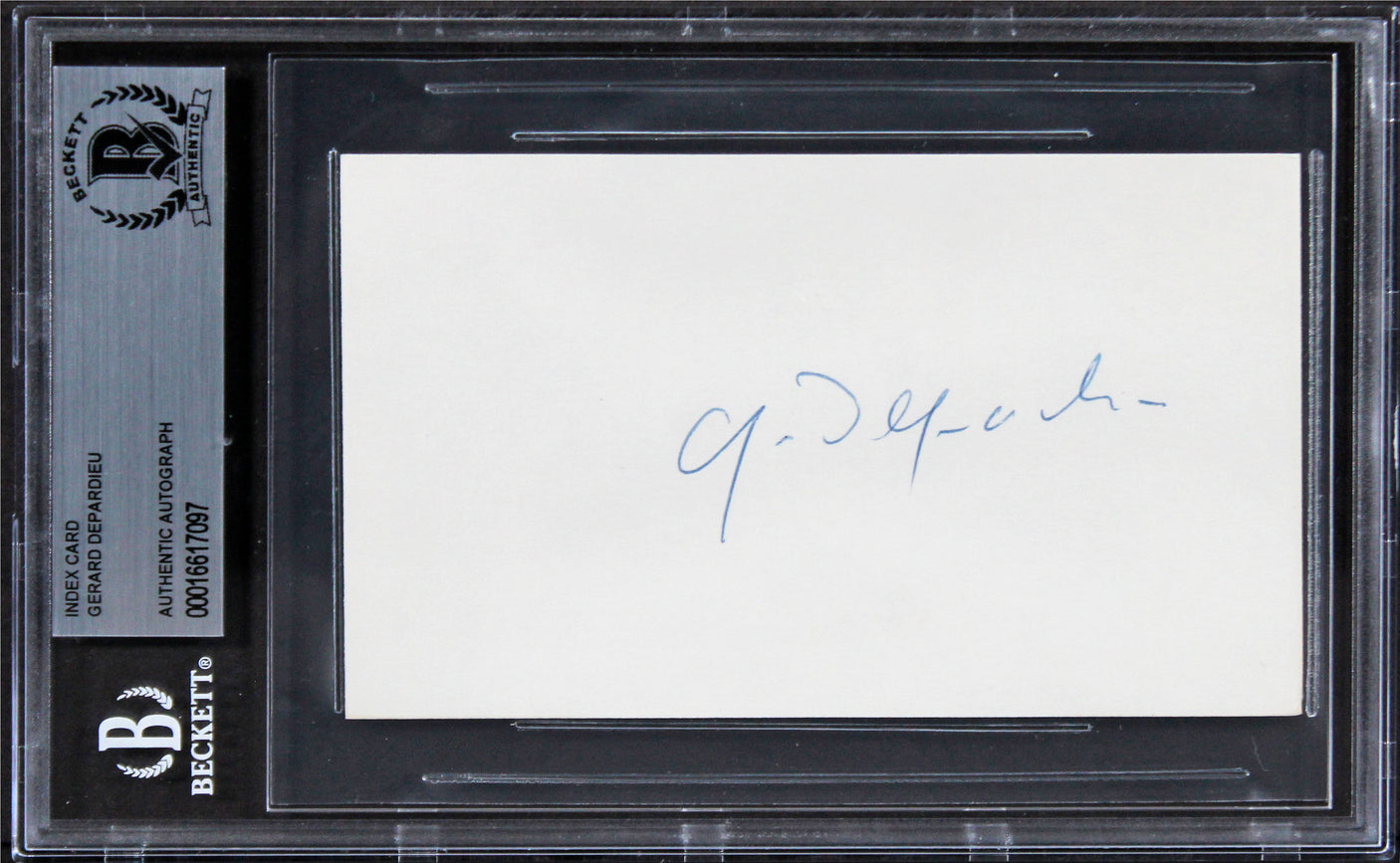 Gerard Depardieu Cyrano de Bergerac Authentic Signed 3x5 Index Card BAS Slab 2