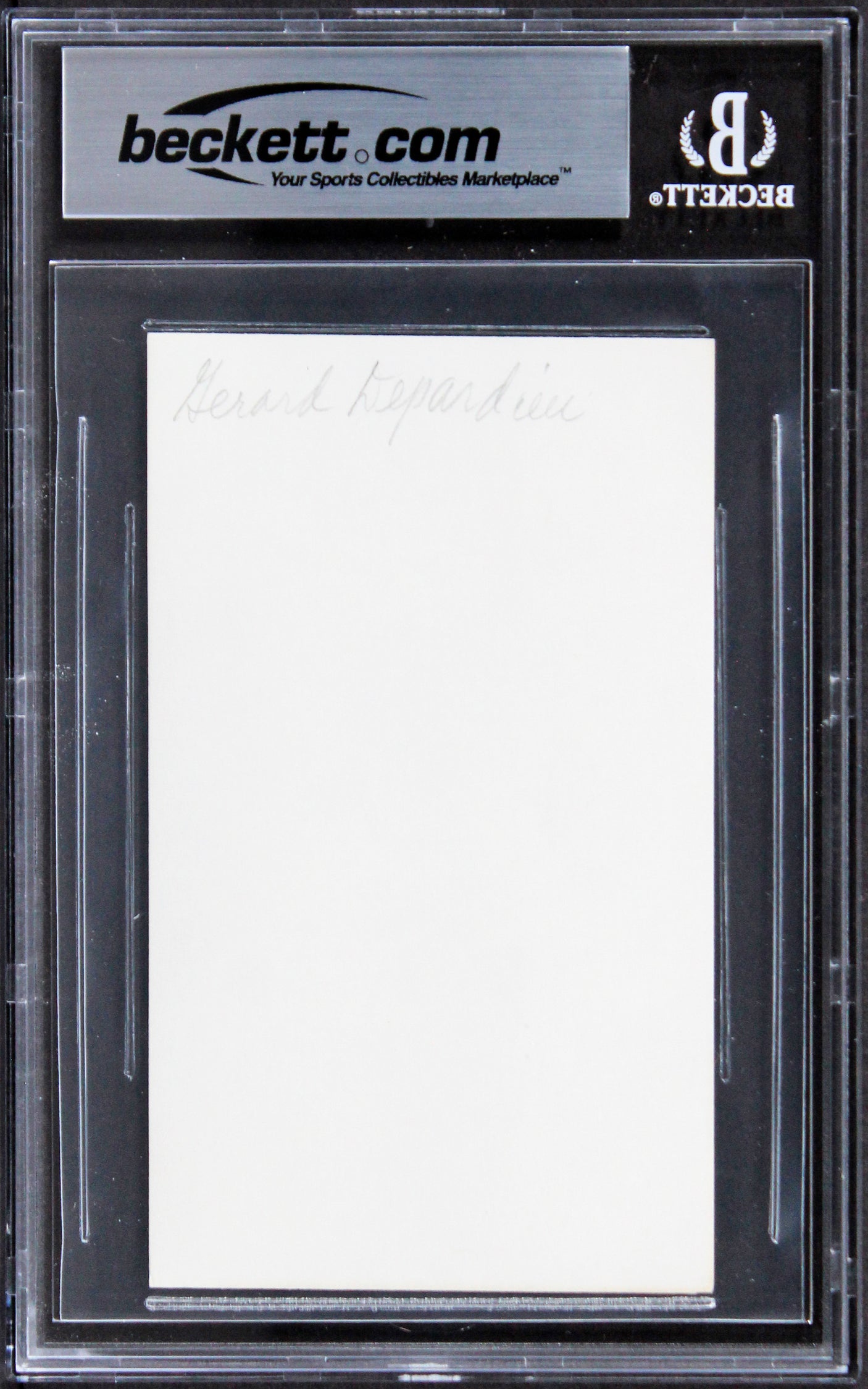 Gerard Depardieu Cyrano de Bergerac Authentic Signed 3x5 Index Card BAS Slab 2