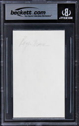 Roger Moore James Bond Authentic Signed 3x5 Index Card Autographed BAS Slabbed 3