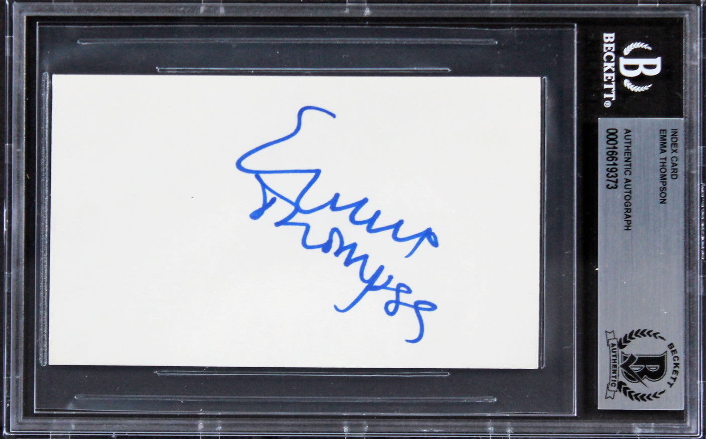 Emma Thompson The Tall Guy Authentic Signed 3x5 Index Card BAS Slabbed 3